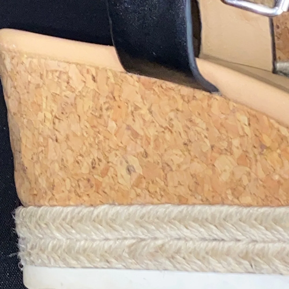 Report ELLA Black Espadrille Wedge cork and Jute‎ wo size 8.5 Sandals. GUC CLEAN